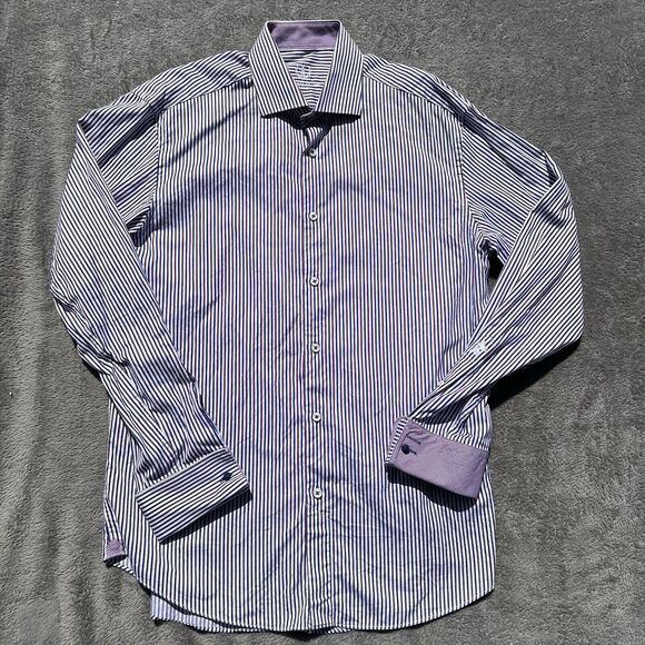 Bugatchi Uomo Dress‎ Shirt Mens 16.5 34/35 Purple Lavender French Cuffs - Picture 1 of 16